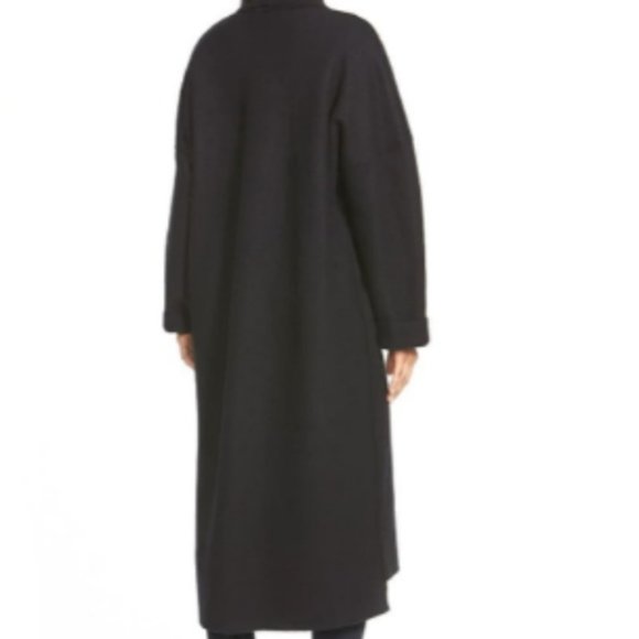 Eileen Fisher Long Black Wool Coat - Picture 5 of 8